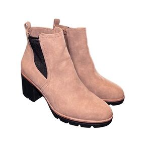 Naturalizer Brown Suede Booties Size 11W Block Heel